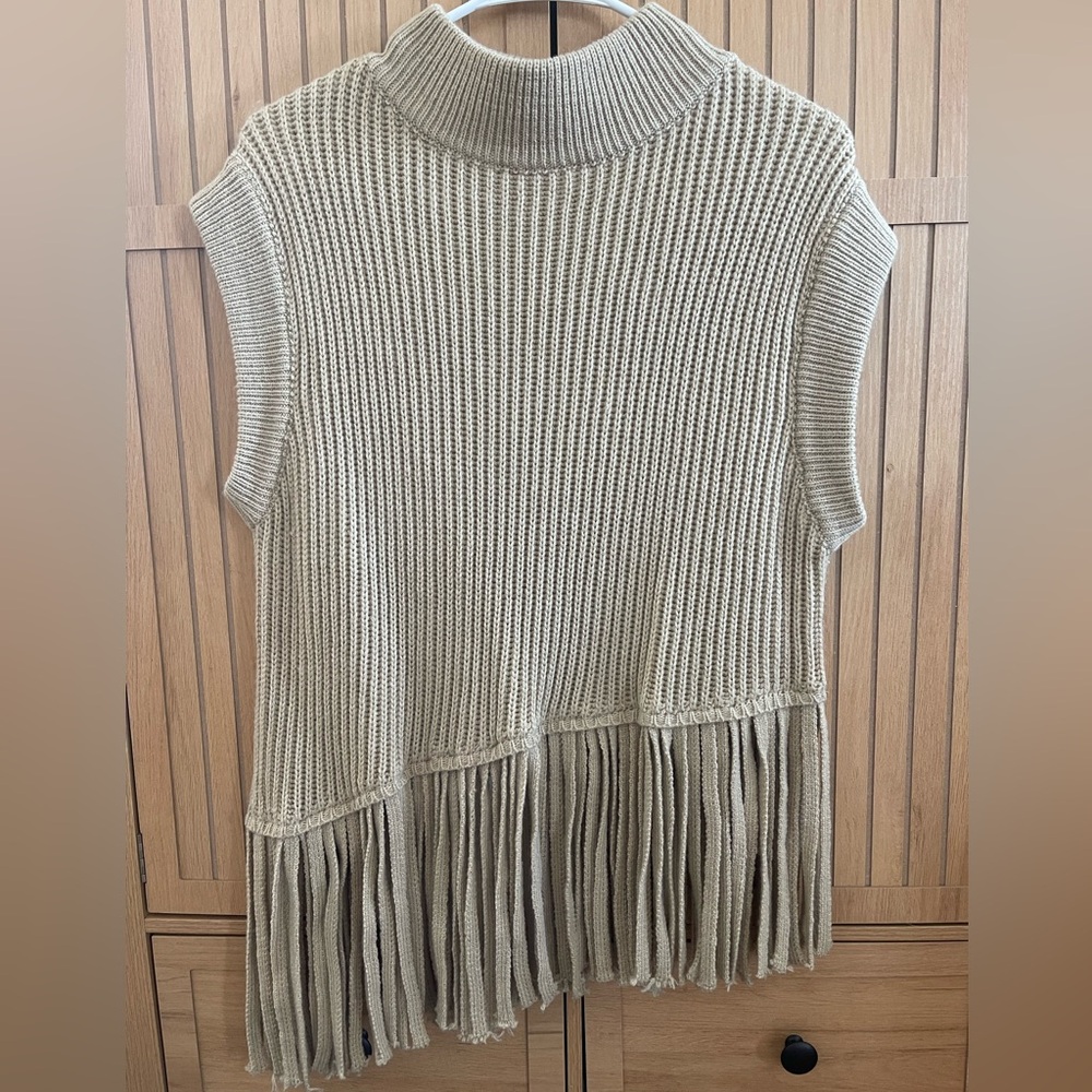 Sleeveless Knit Fringe Sweater by Cloud Ten